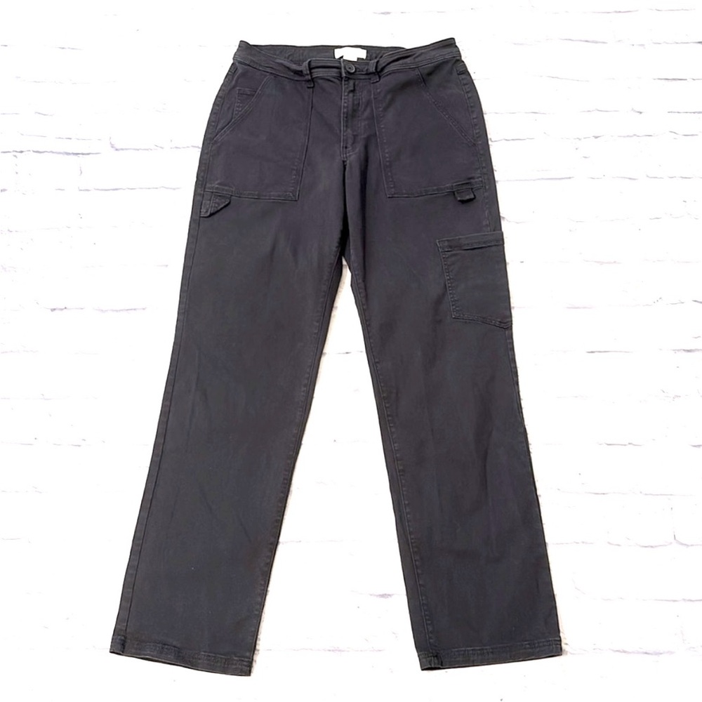 H&M Black Cargo Pants Straight Leg Cotton Utility Women’s Size 8